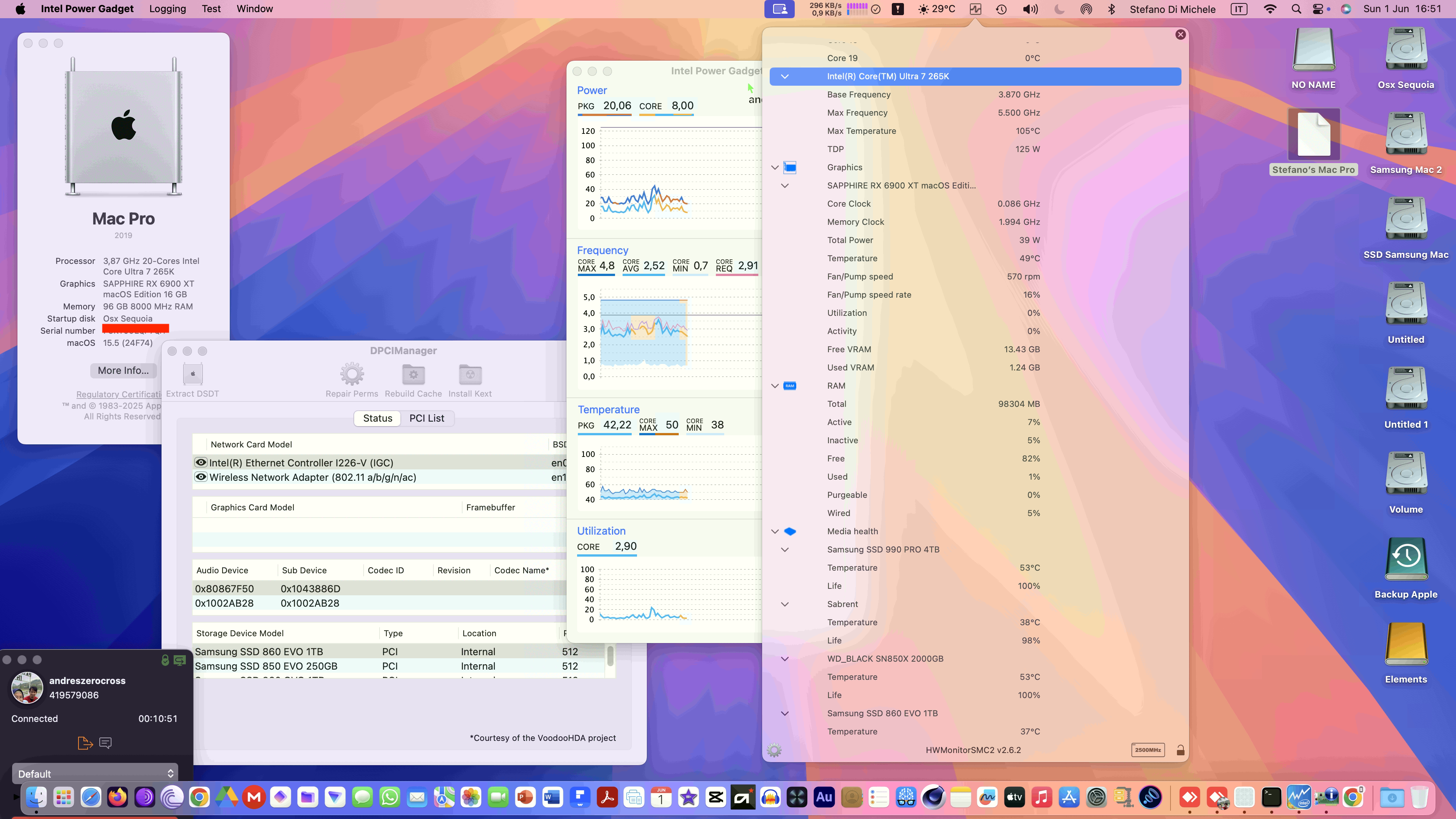 Success Hackintosh macOS Sequoia 15.5 Build 24F74 in Asus TUF Gaming Z890-PRO Wifi + Intel Core Ultra 7 265K + Sapphire RX 6900 XT